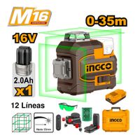NIVEL LASER 12 LÍNEAS VERDE INGCO 35M 360 GRADOS 3D 1 BATERÍA HLL301201