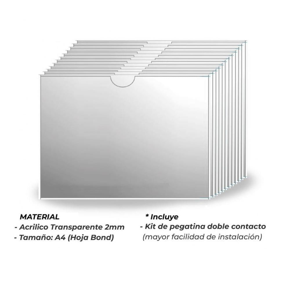 Portapapel de Acrilico A4 Horizontal - Pack de 12 unidades