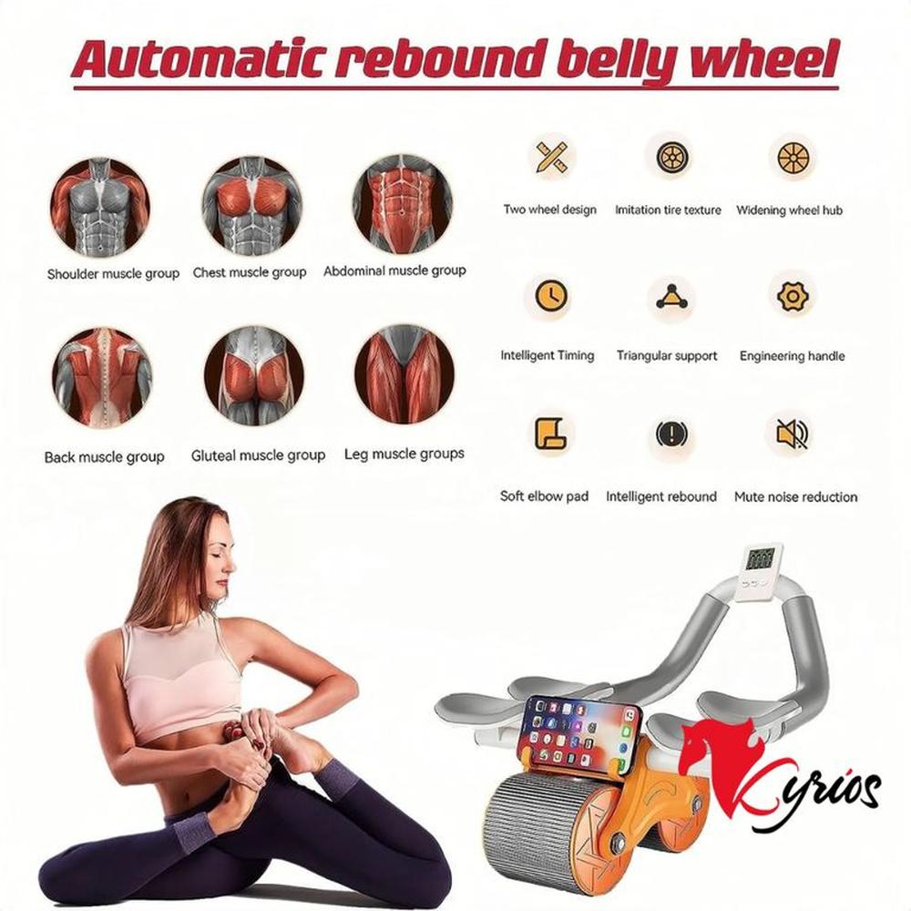 RUEDA DE 2 CODERA CON PANTALLA LCD PARA ABDOMINALES-ROSADO