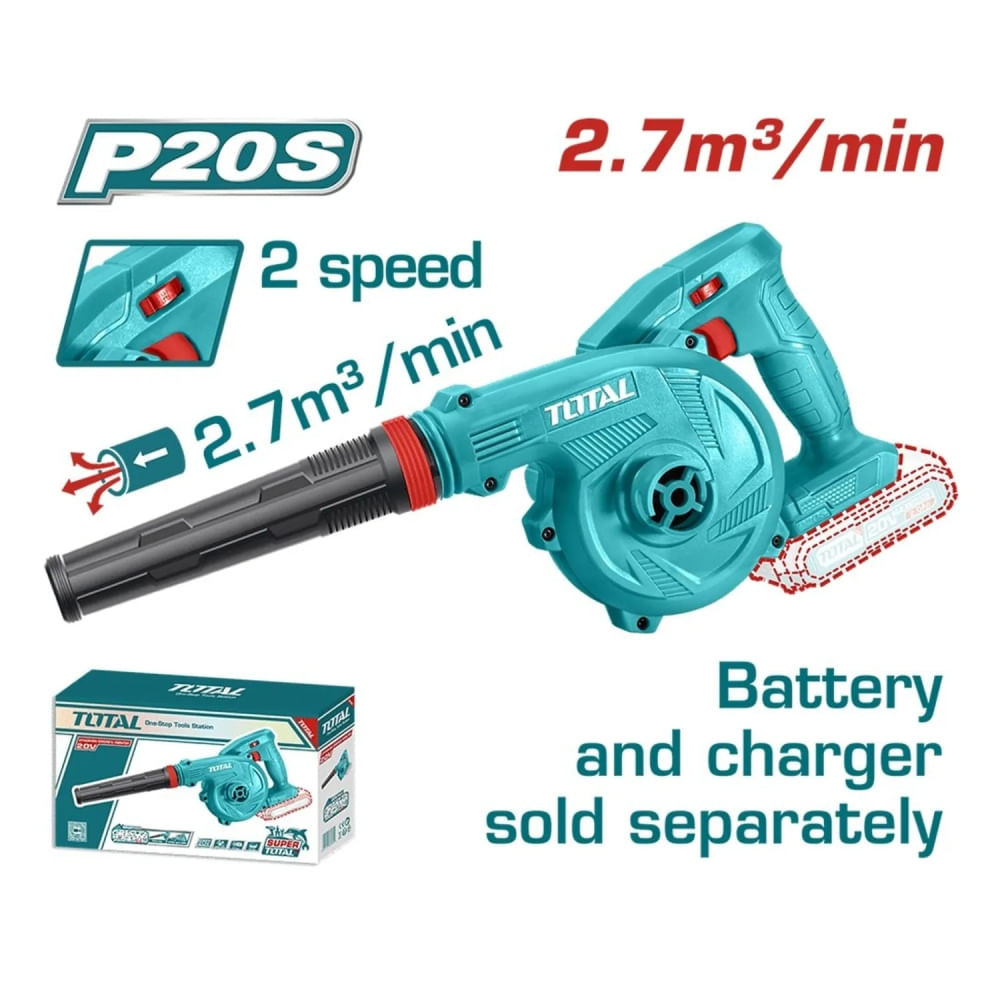 SOPLADOR ASPIRADORA DE AIRE INALÁMBRICA 20V TOTAL TABLI20028 SOPLADOR ASPIRADORA DE AIRE INALÁMBRICA 20V TOTAL TABLI20028