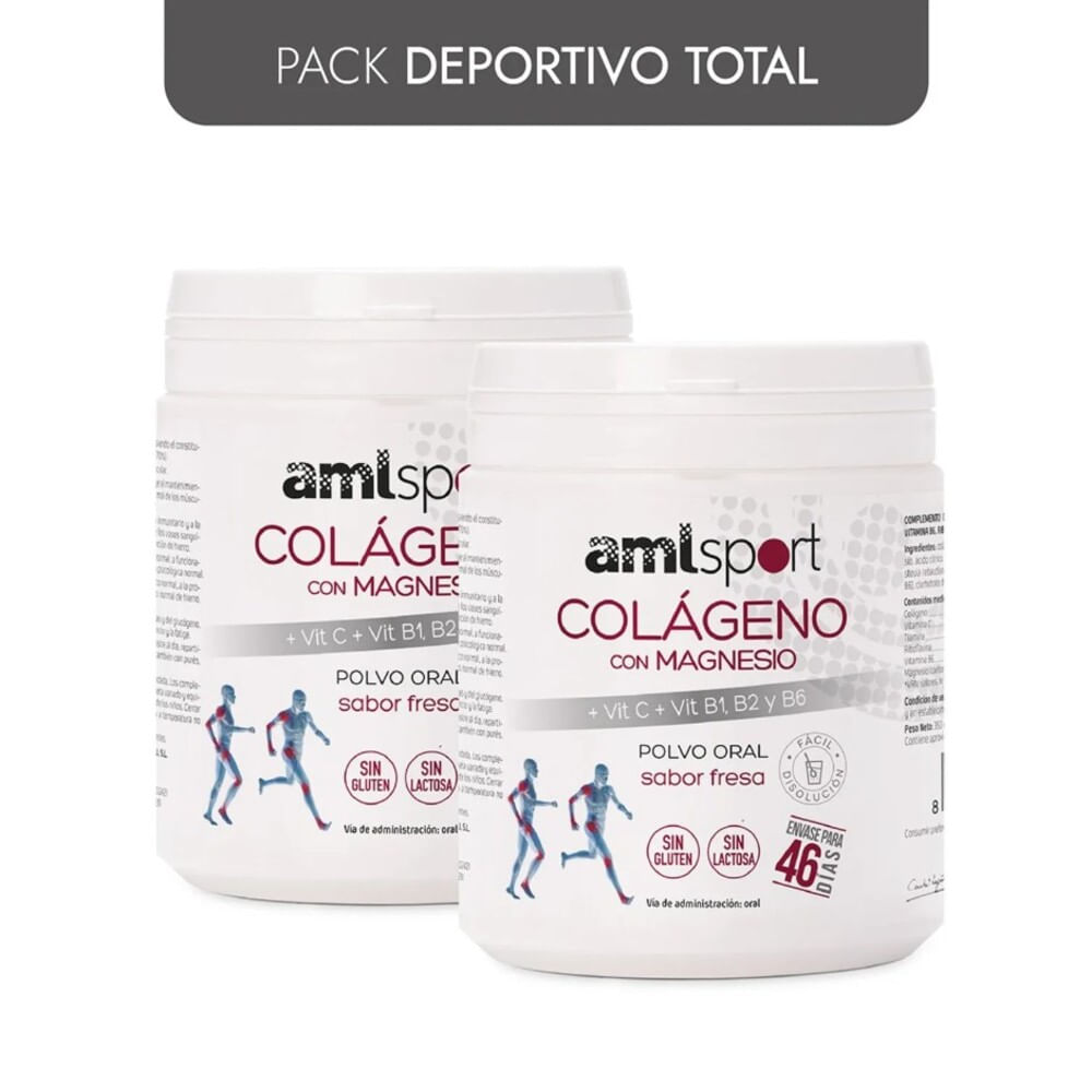 PACK DEPORTIVO TOTAL 2 AML SPORT COLAGENO CON MAGNESIO + VITC + VITB1 B2 B6 PACK DEPORTIVO TOTAL 2 AML SPORT COLAGENO CON MAGNESIO + VITC + VITB1 B2 B6