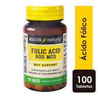 Ácido Fólico 800mcg Tabletas - Frasco 100 UN