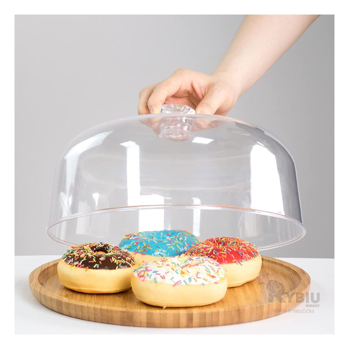 Soporte Porta Postres Circular con Tapa 28 cm