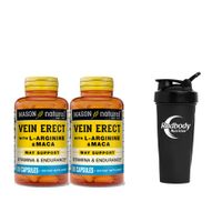 Combo Vitaminas Mason Natural - 2 Vein Erect With Arginine & Maca (80 Cap) + Shaker