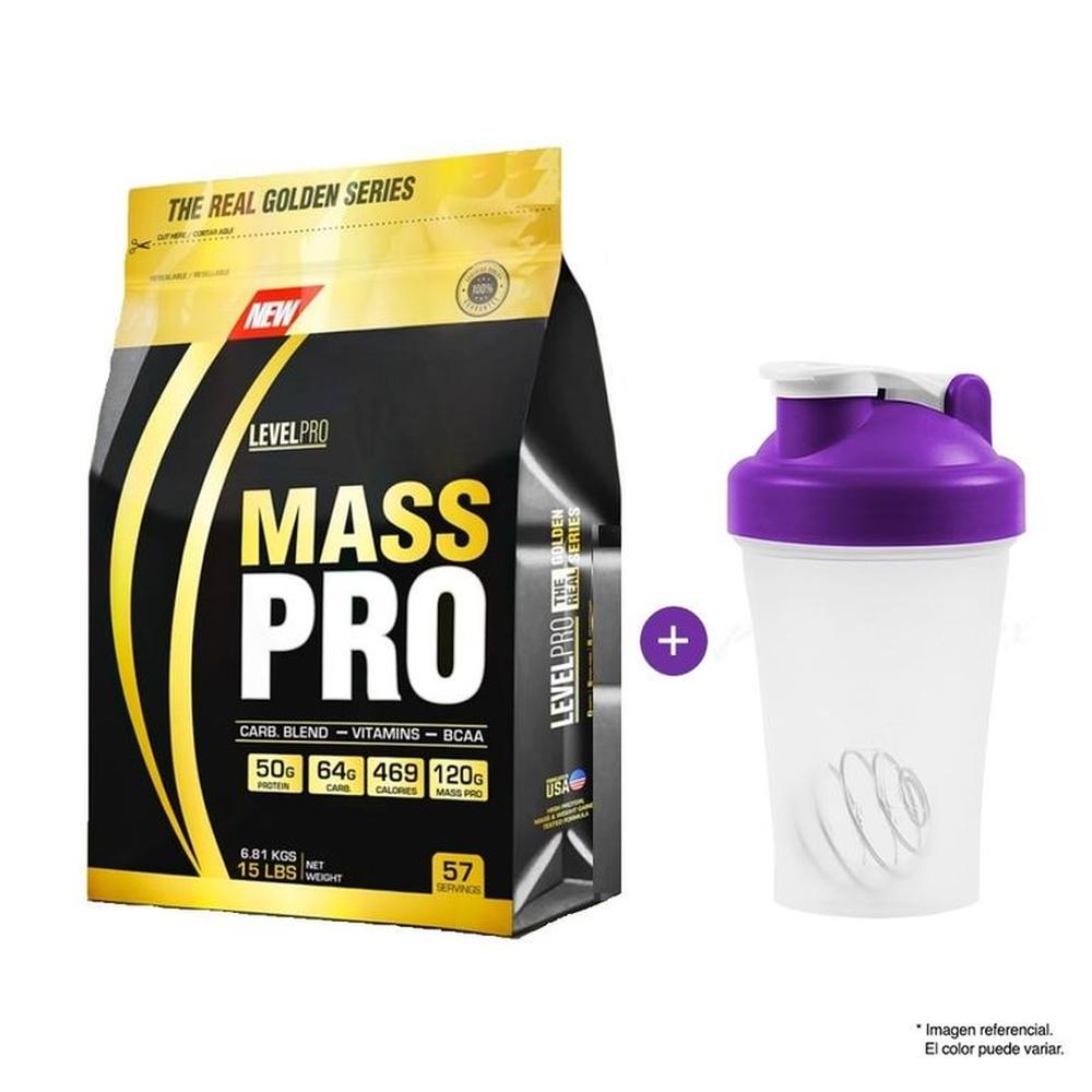 Level Pro Proteína Mass Pro 15 lbs Vainilla + shaker
