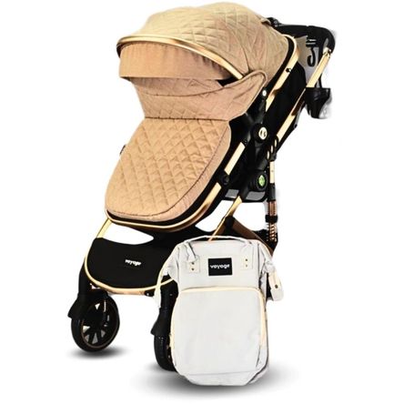 Coche Moises Premium ebaby Torinno con Bolso Pañalero Beige Coche Moises Premium ebaby Torinno con Bolso Pañalero Beige