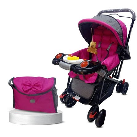 Coche Cuna De Lujo «SHABERT II» con Juegos Didácticos Rosa Coche Cuna De Lujo «SHABERT II» con Juegos Didácticos Rosa