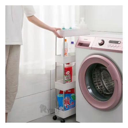 Estante Delgado de Plastico con Ruedas en Blanco Y+Agendita Estante Delgado de Plastico con Ruedas en Blanco Y+Agendita