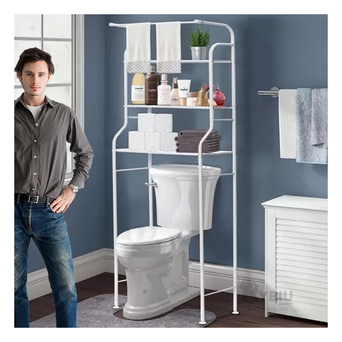 Estante con Colgador para Toalla Blanco Y+Papel de Regalo