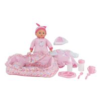 Muñeca Bebé Deluxe Con Portador 10 Accesorios 16 Sonidos 35 Cm