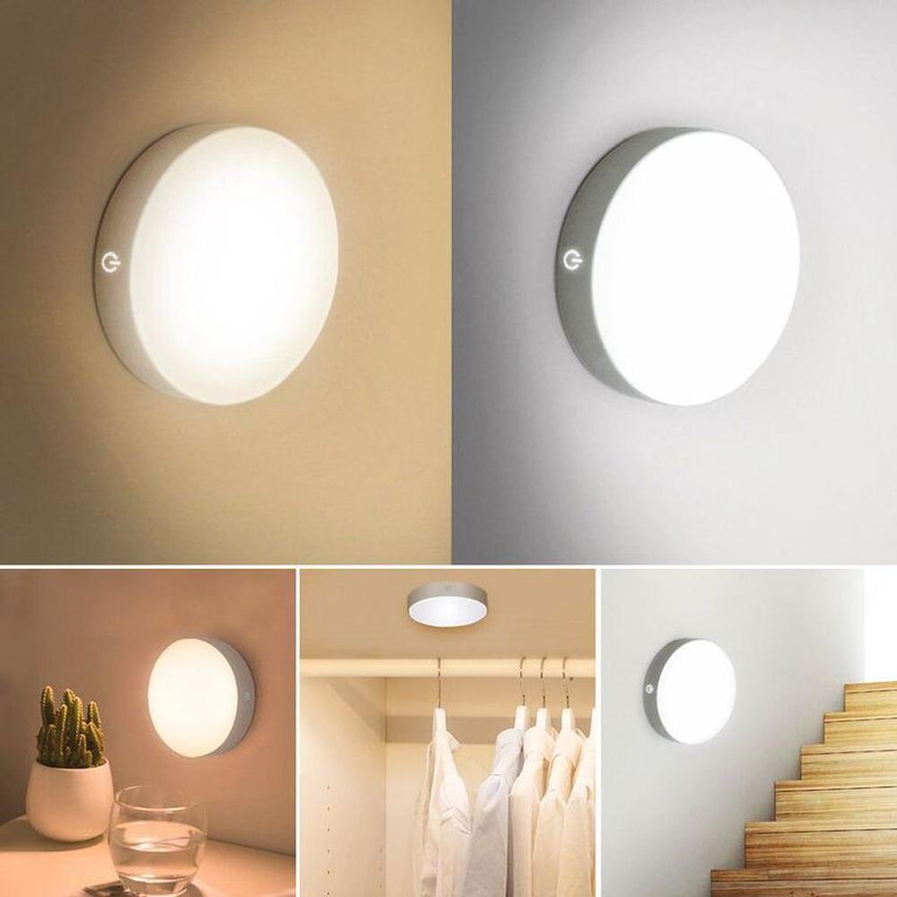 Luz led blanca reflector circular sensor de movimiento recargable Luz led blanca reflector circular sensor de movimiento recargable