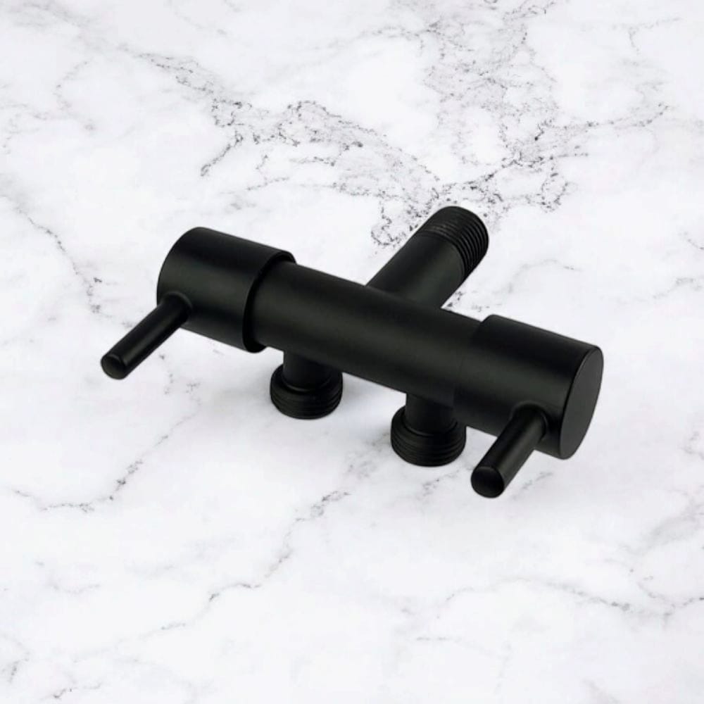 Válvula Doble Negro Mate Bidé Acero SUS 201