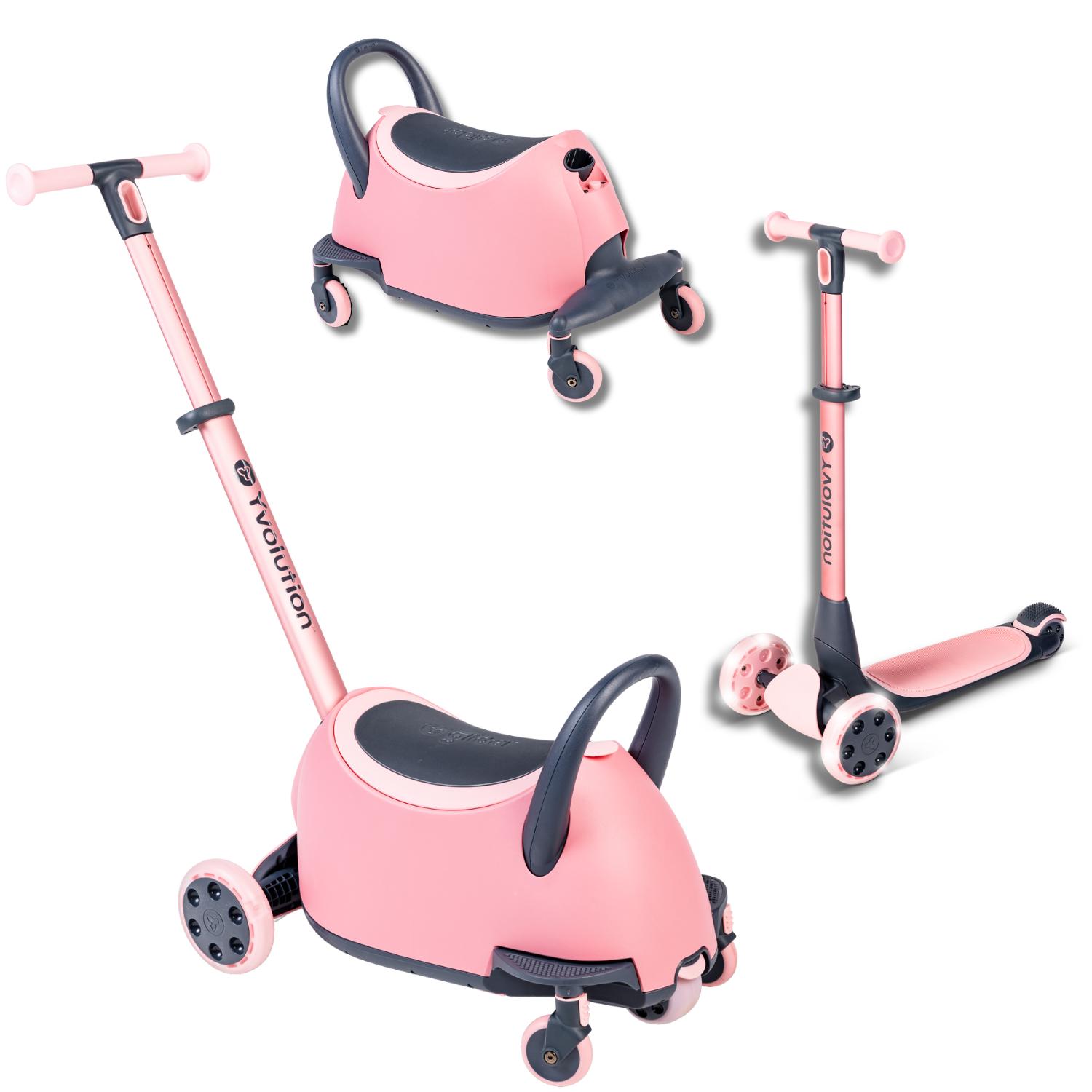 Correpasillos Y Scooter Yvolution Yglider Luna 3 En 1 Rosa