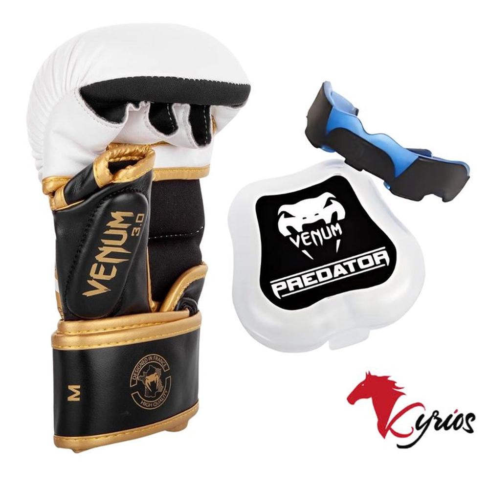 Guantes Vale Todo Venum Blanco-Dorado Talla L + Bucal Venum