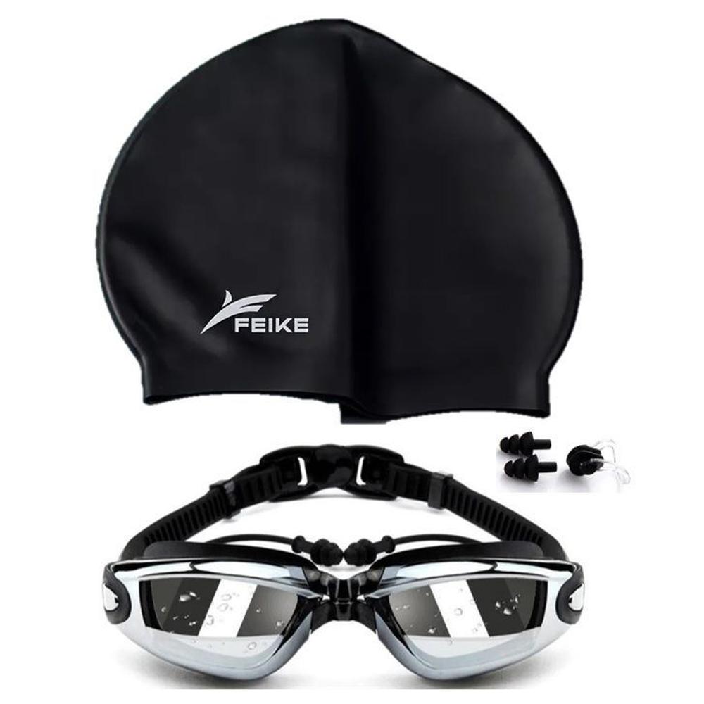 Lentes Natación Negros HD Protección UV y Gorro de Silicona