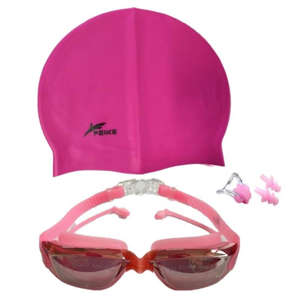 Lentes Natación Rosados HD Protección UV y Gorro de Silicona