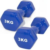 Mancuernas De Vinilo De 3 Kg Pesas Plastificadas Par Azul