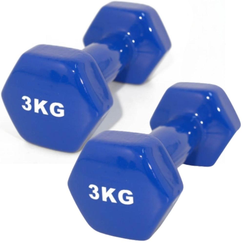 Pesa Mancuernas De Vinilo De 3 Kg Pesas Azules Plastificadas Par Pesa Mancuernas De Vinilo De 3 Kg Pesas Azules Plastificadas Par