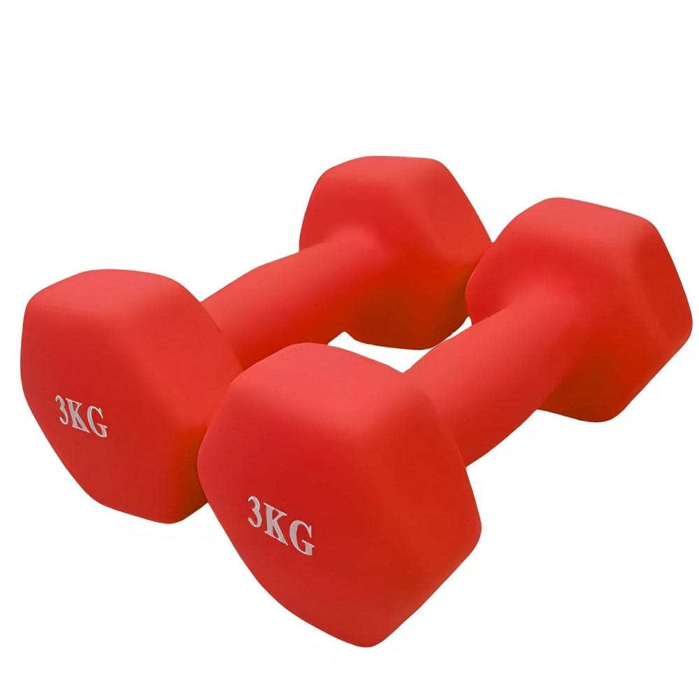 Mancuernas De Vinilo De 3 Kg Pesas Plastificadas Par Rojo