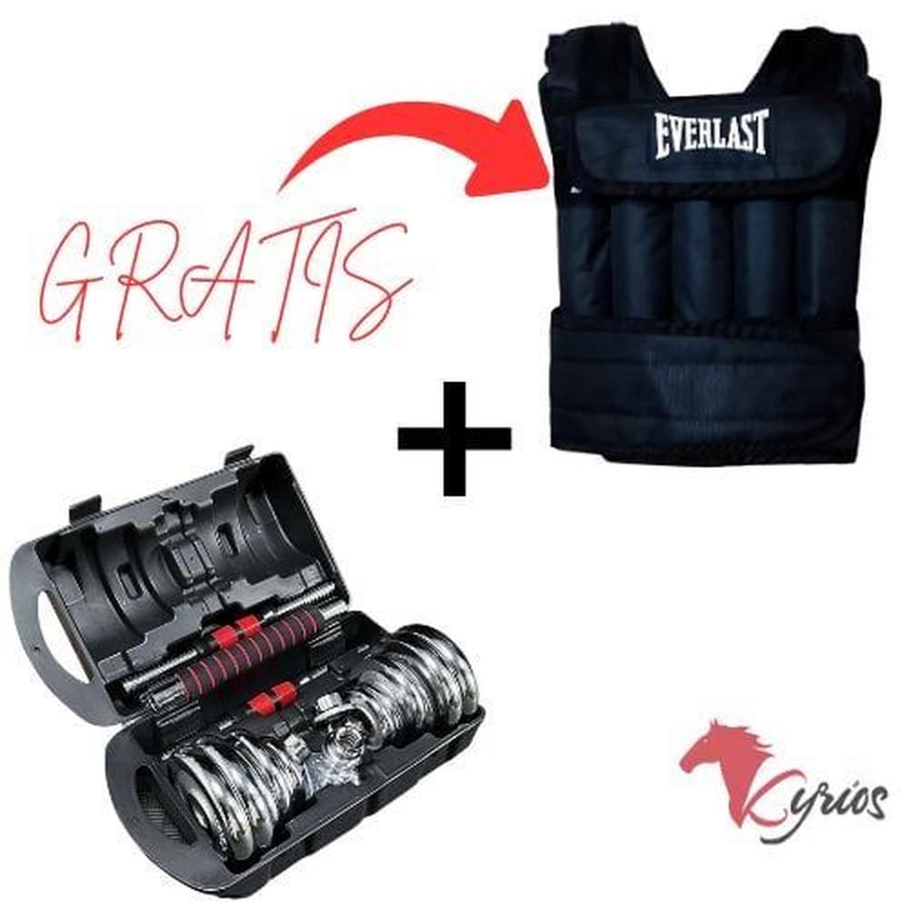 Set De Mancuernas Cromadas De 20 KG + Un Chaleco De 20 KG Gratis
