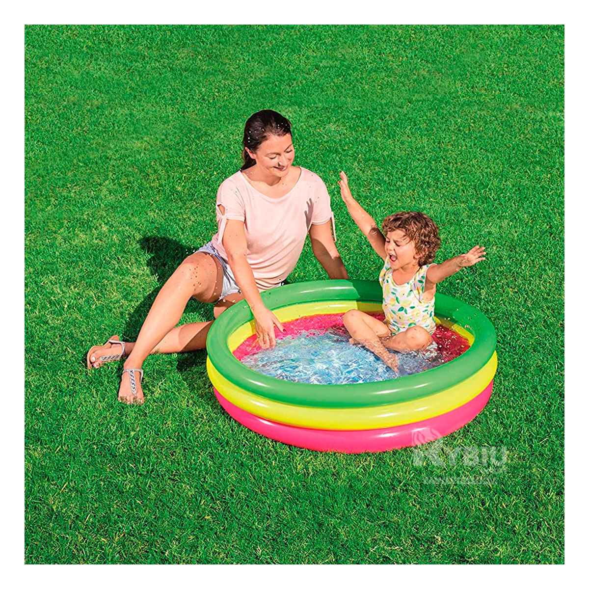 Piscina Facil de Inflar Tono Multicolor Y+Papel de Regalo