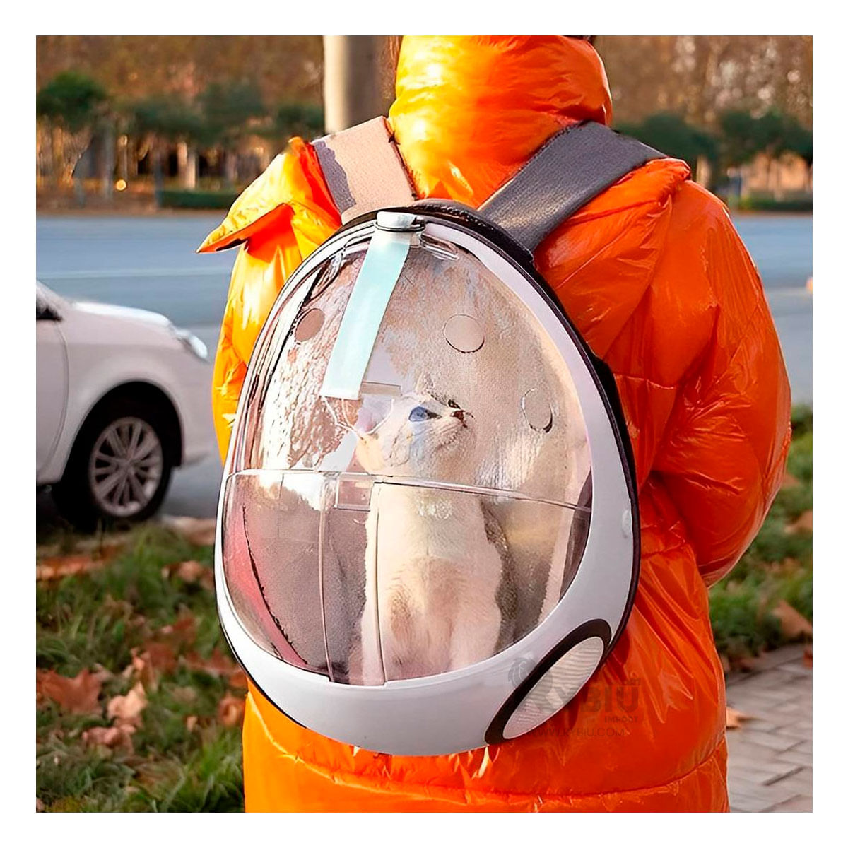 Mochila Cama Transportadora de Color Plomo Y+Papel de Regalo