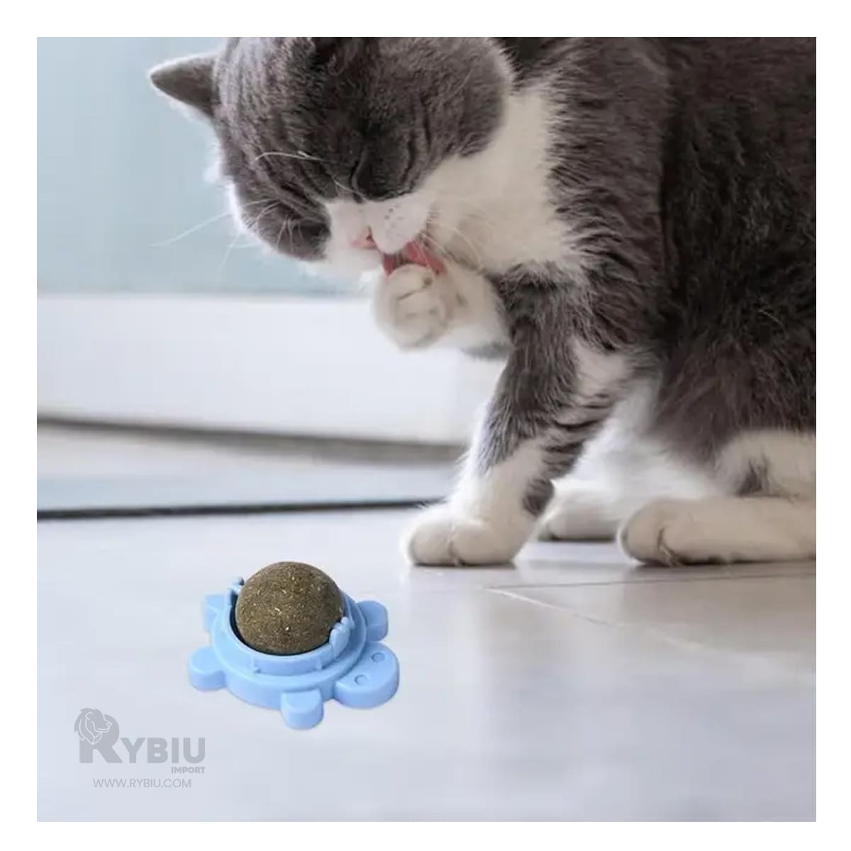 Bola Forma de Tortuga para Gatos de Color Celeste
