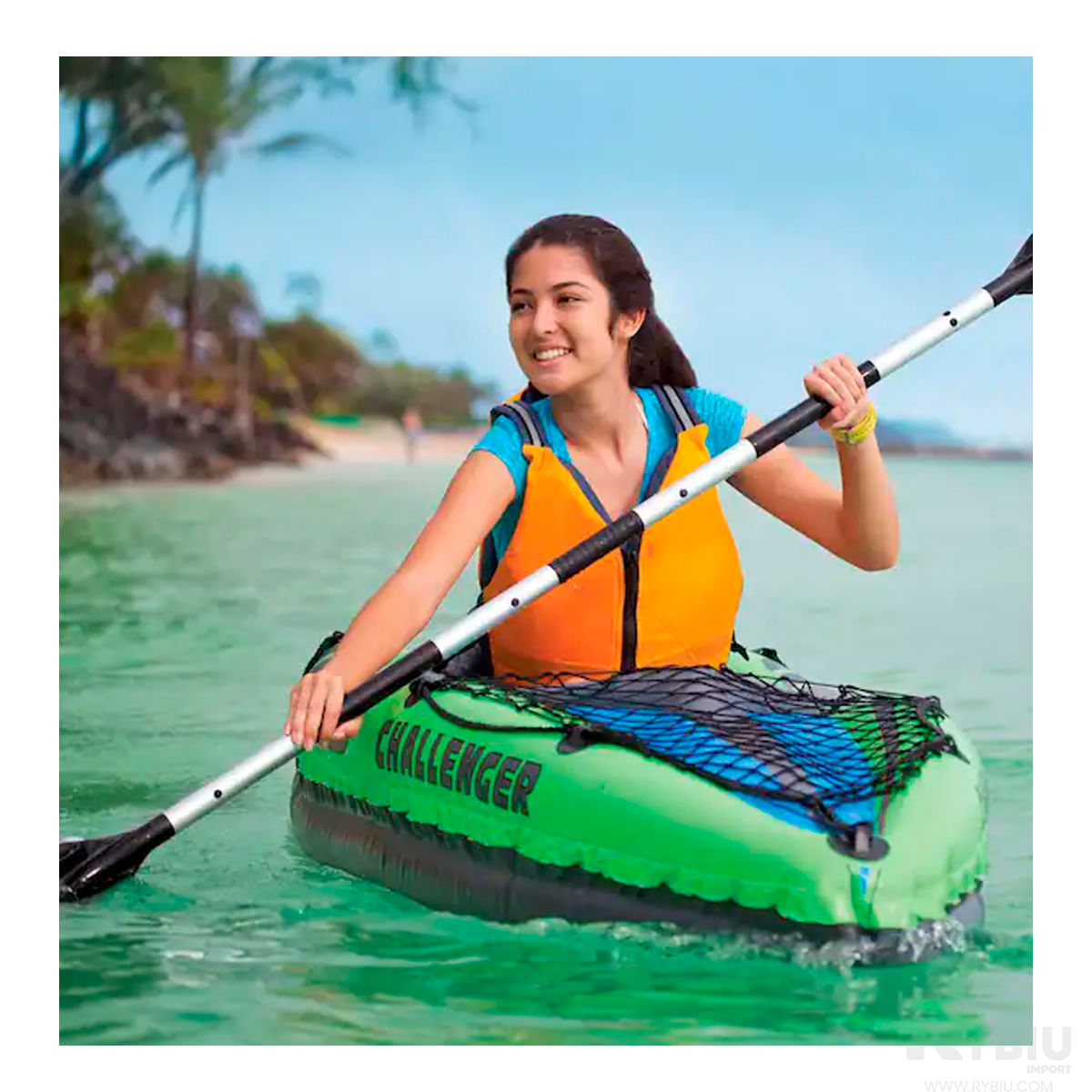 Bote Funcional y Seguro para Playa Verde Y+Stickers