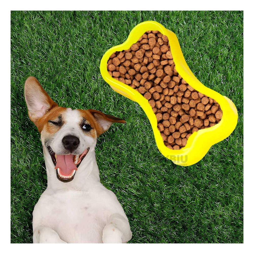 Plato para Mascotas en Forma de Hueso Pequeño Color Amarillo Plato para Mascotas en Forma de Hueso Pequeño Color Amarillo