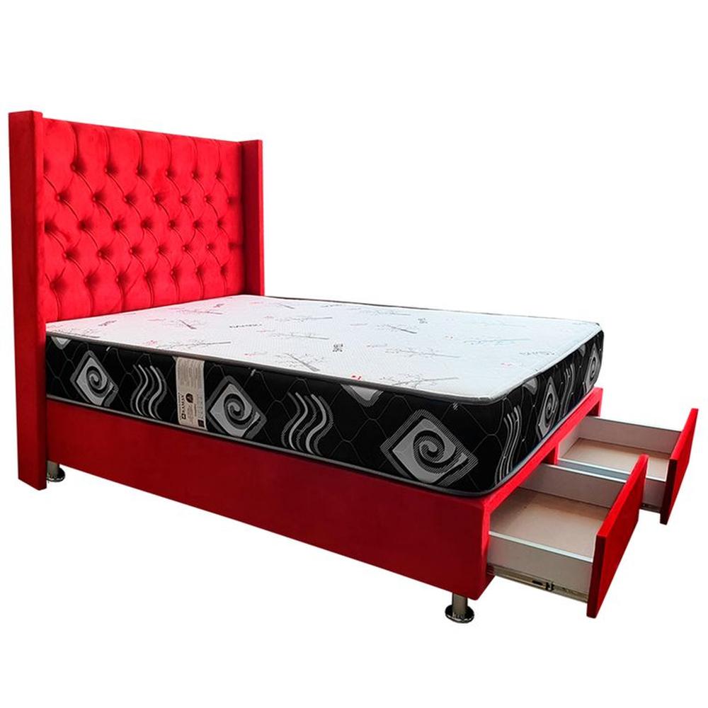 DORMITORIO KAMAS 2 PLAZAS SARKI + CABECERA EMPERATRIZ - ROJO DORMITORIO KAMAS 2 PLAZAS SARKI + CABECERA EMPERATRIZ - ROJO