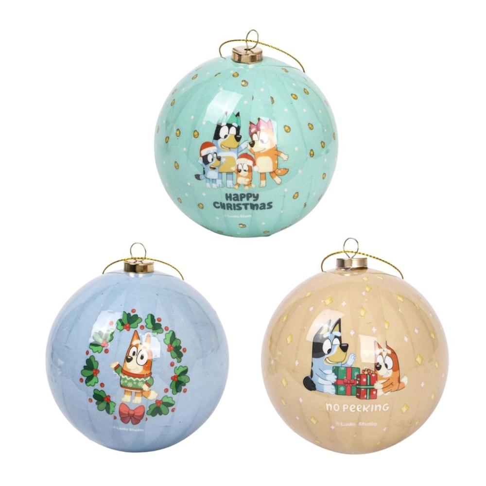 Set de Bolas Navideñas Bluey X3 unds 8cm Modelo 1 Set de Bolas Navideñas Bluey X3 unds 8cm Modelo 1