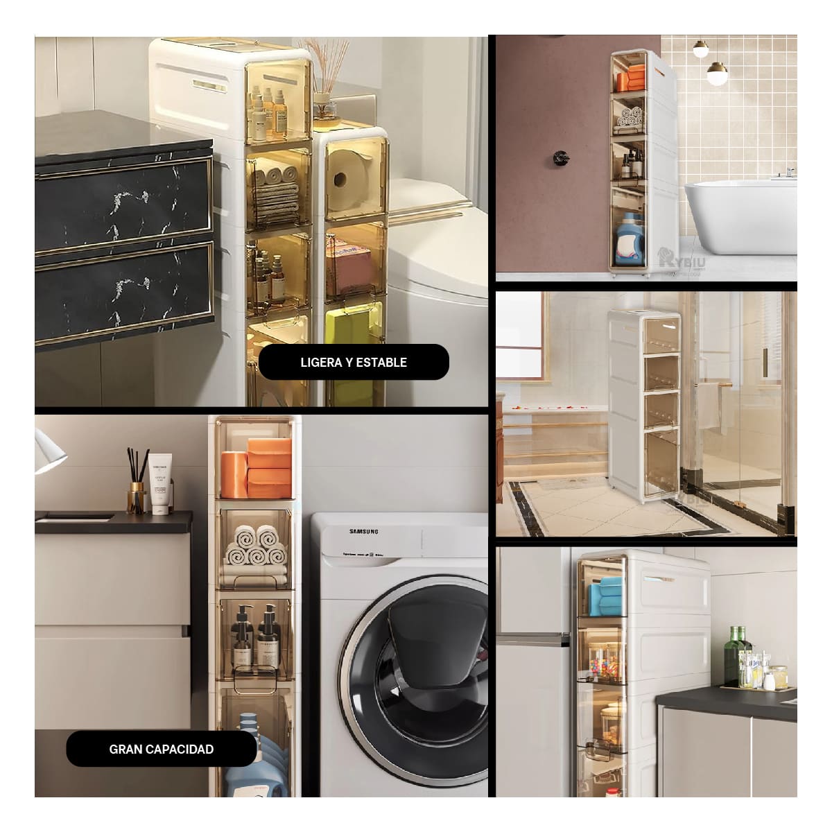 Armario Organizador de 4 Niveles con Puertas de Blanco