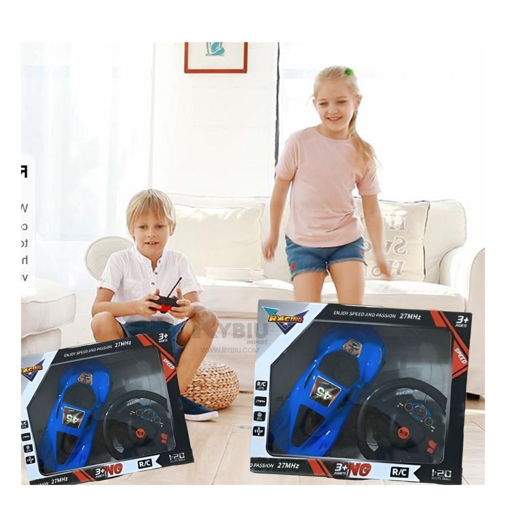 Carrito a Control Remoto Divertido para Niños en Azul Carrito a Control Remoto Divertido para Niños en Azul