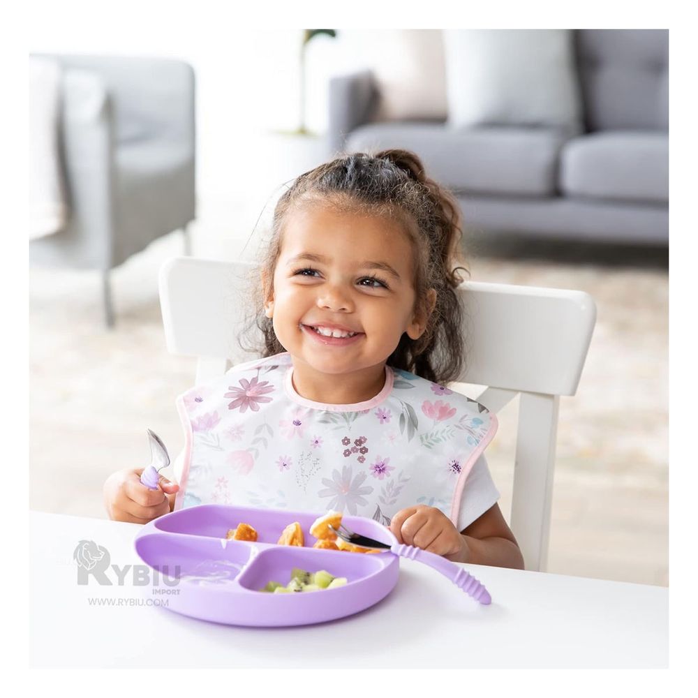 Plato de Silicona de 3 Divisiones para Bebe en Color Lila Plato de Silicona de 3 Divisiones para Bebe en Color Lila