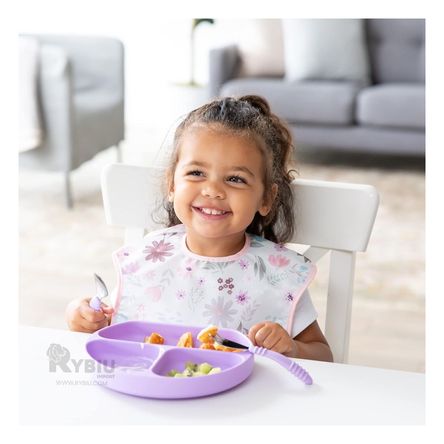 Plato de Silicona de 3 Divisiones para Bebe en Color Lila Plato de Silicona de 3 Divisiones para Bebe en Color Lila