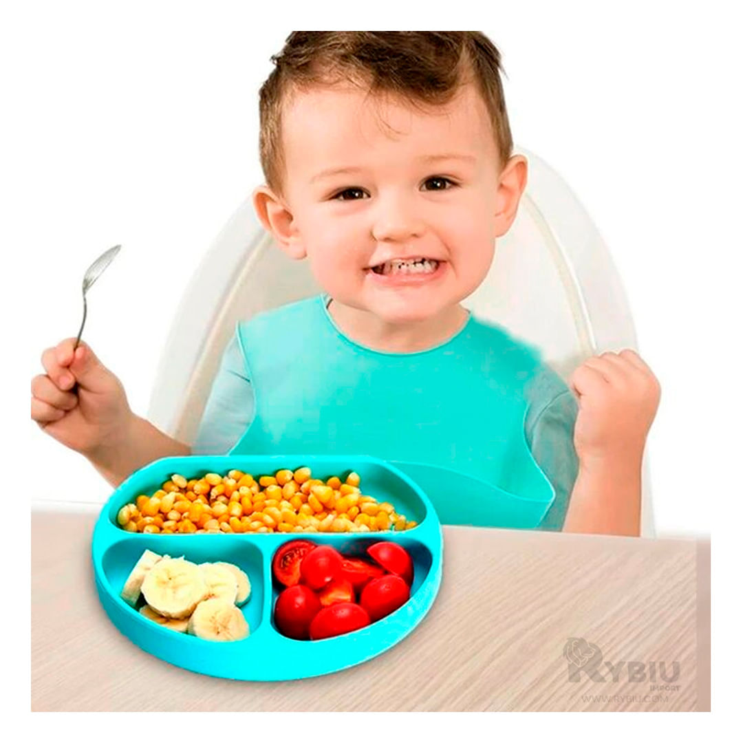 Plato Infantil con Divisiones en Celeste Y+Papel de Regalo
