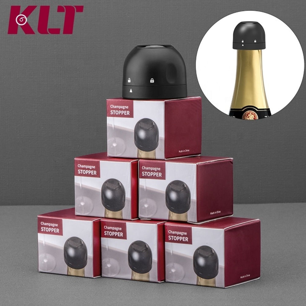 Tapa Vino Tapón al Vacío Champagne Espumante Negro