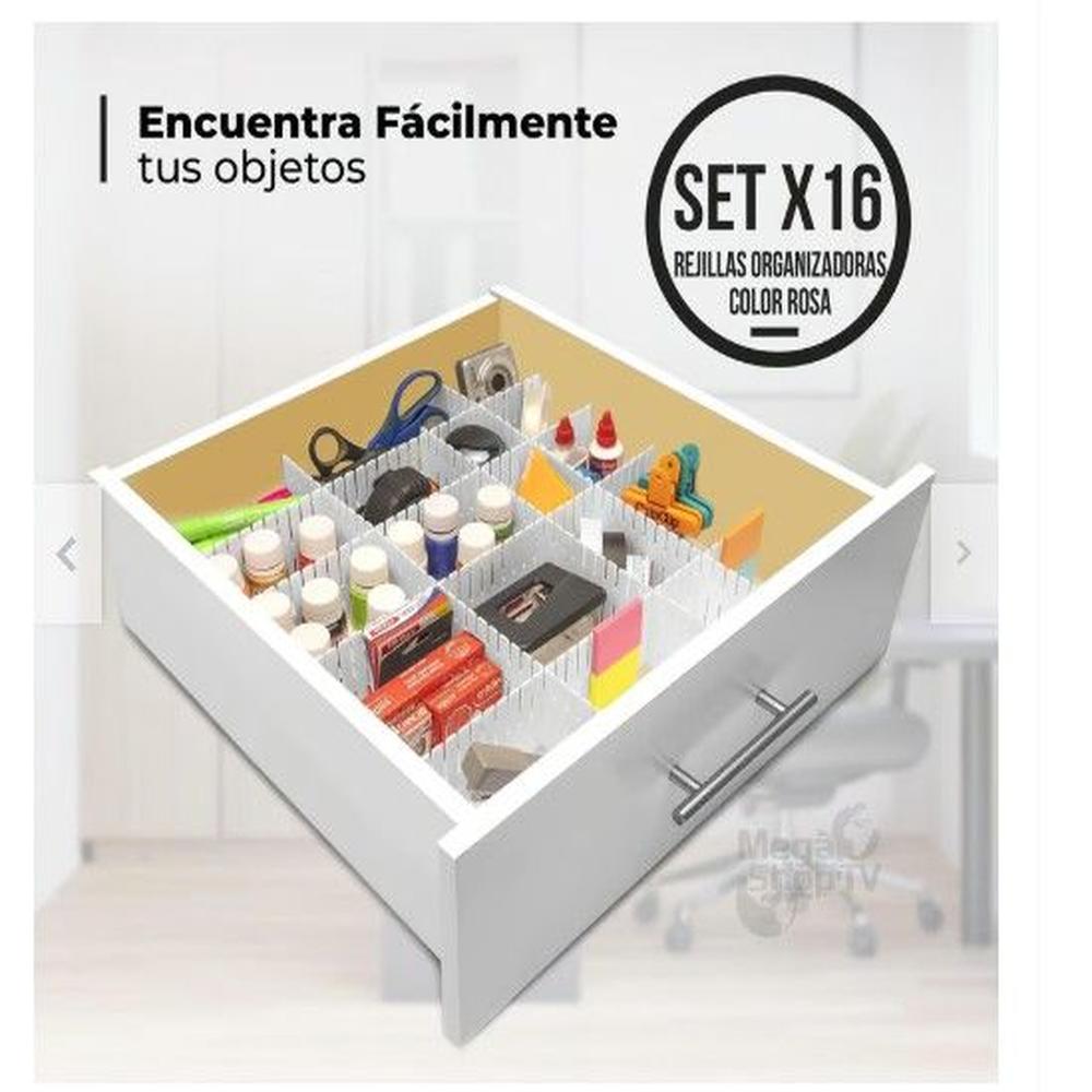 Set X16 Rejilla organizador de cajones ropa interior escritorio Rosa