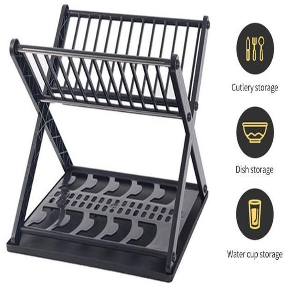 Escurridor De Platos Con Diseño En X Color NEGRO