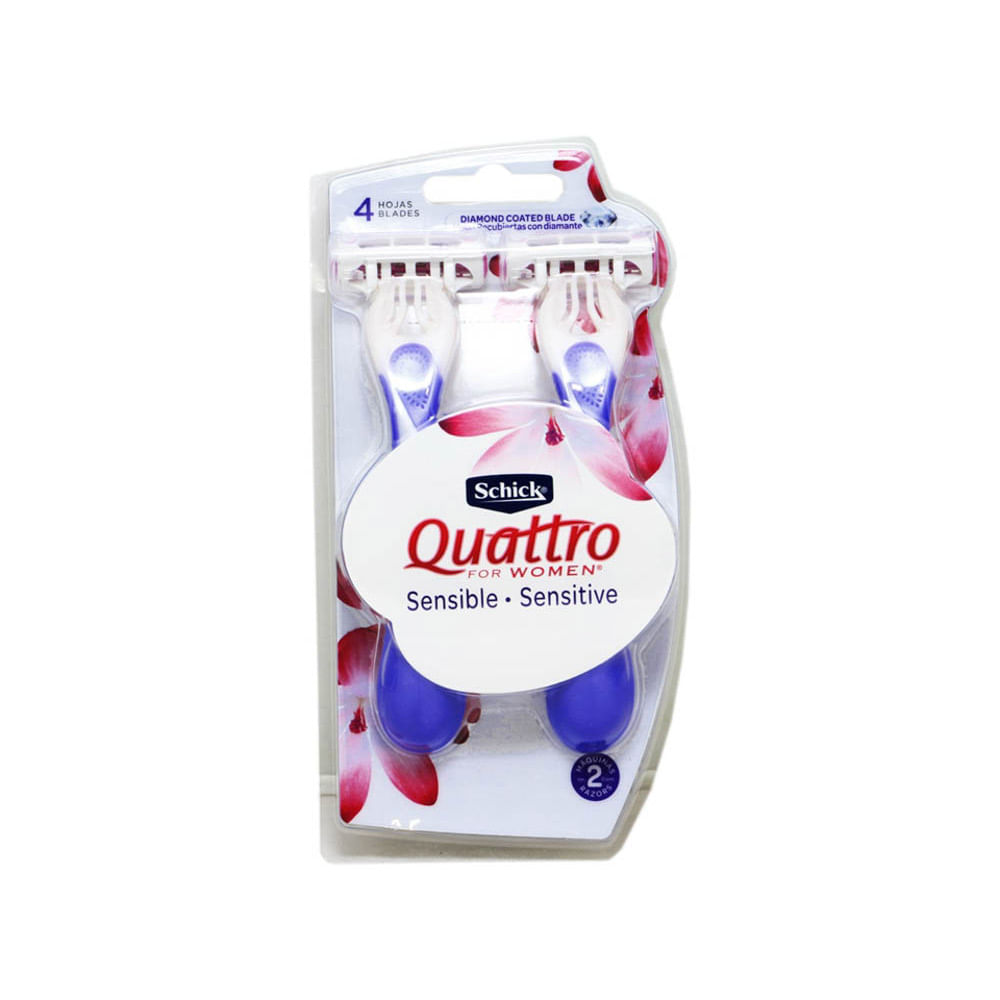 Máquina para Afeitar 4 Hojas Schick Quattro For Women - Blister 2 UN