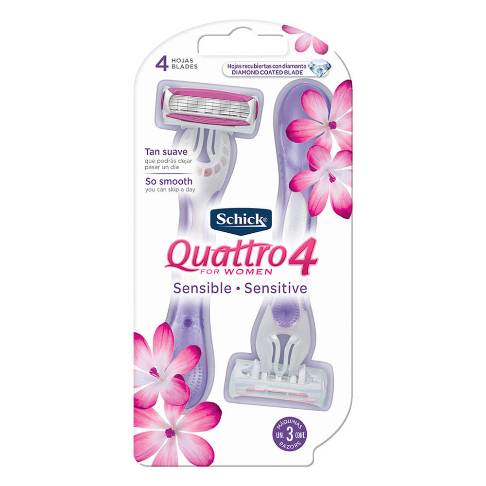 Máquina para Depilar Schick Quattro Sensitive for Women - Blíster 3 UN