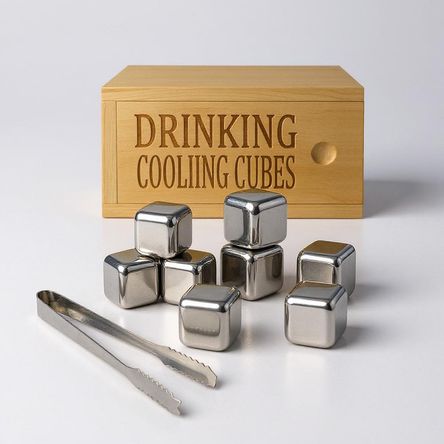 Set de Cubos de Hielo Reutilizables de Acero Inoxidable con Pinza Set de Cubos de Hielo Reutilizables de Acero Inoxidable con Pinza