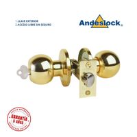 Cerradura de pomo Bronce Pulido ingreso con llave - paso libre