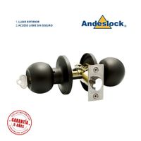 Cerradura de pomo negro ingreso con llave - paso libre