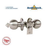 Cerradura de pomo Acero inox ingreso con llave - paso libre
