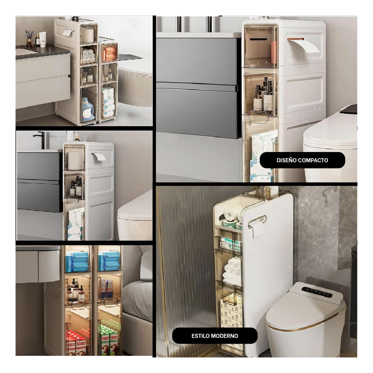 Armario Organizador de 3 Niveles con Puertas de Blanco