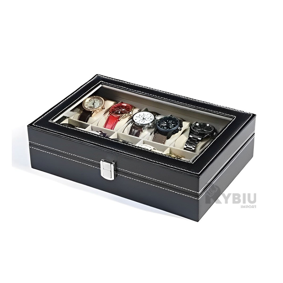 Bella Caja de Relojes de Cuero Sintetico de 12 Espacios