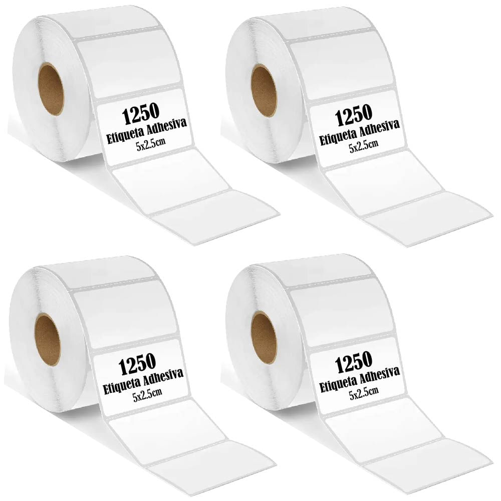Etiqueta Adhesiva Termica 5x2.5cm Pack 4 Rollos