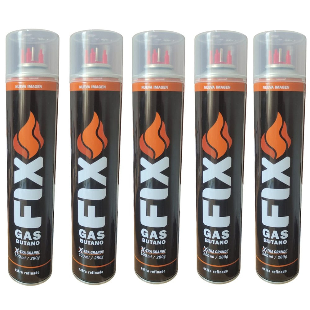 5 Gas Butano FIX Ultra Refinado Recarga Todo Tipo Encendedores Soplete