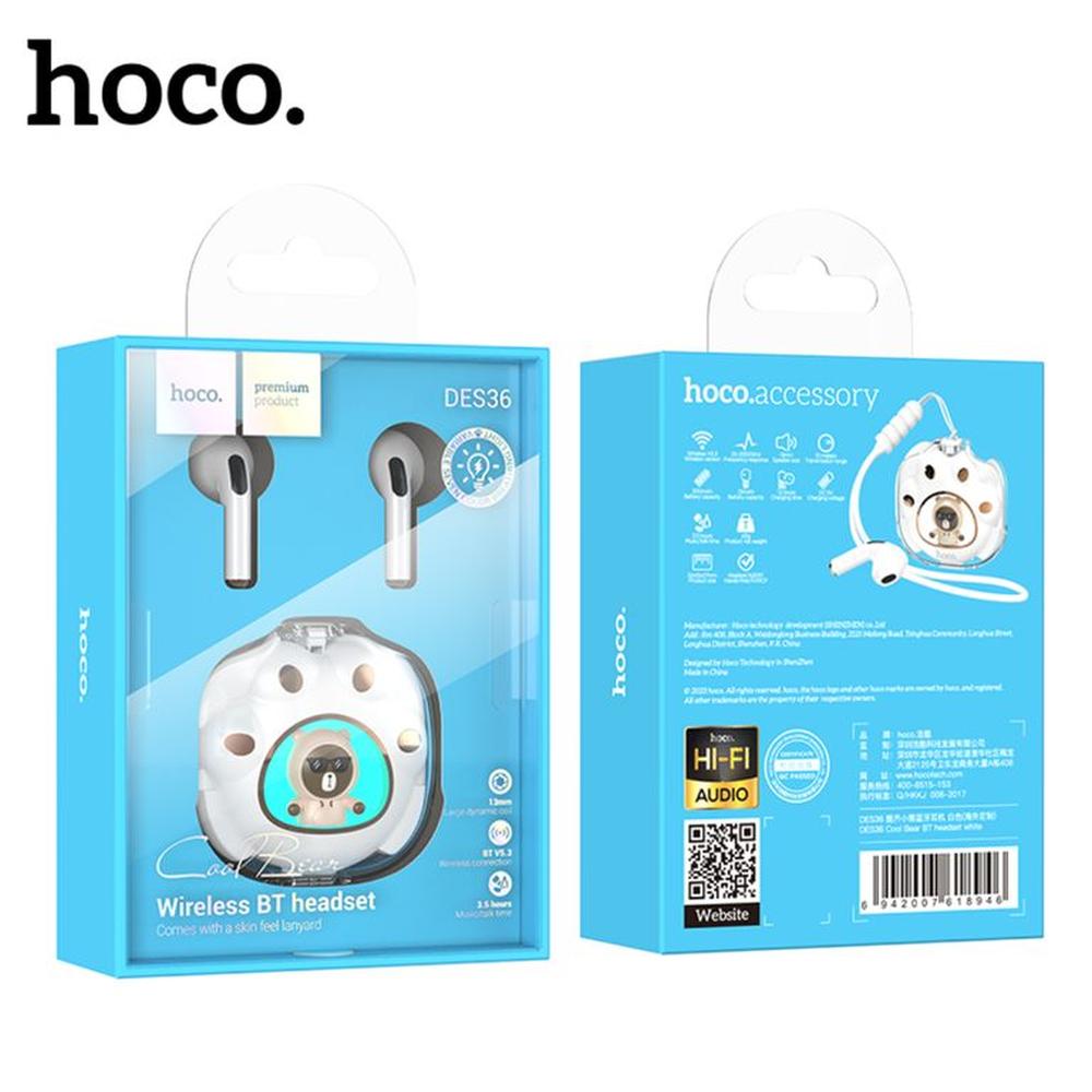 Audífonos Bluetooth HOCO DES36 Cool Bear Blanco